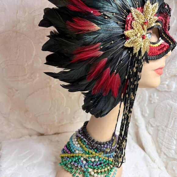 Handmade Designer Masquerade Mask Gypsy Renaissance Wearable Art - Picture 6 of 11